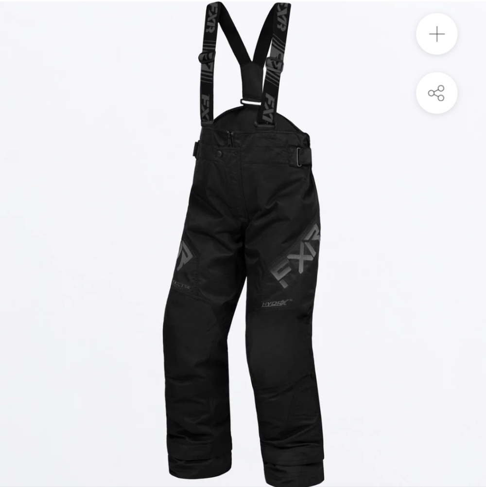 FXR Racing Snowpant Youth Clutch Black Ops FAST  Bibs  Woman XS S Youth Size 14